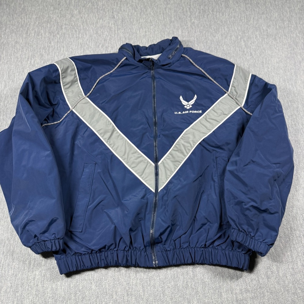 Skilcraft Jacket Men Large Short Blue US Air Force PTU Military Windbreaker Nylo